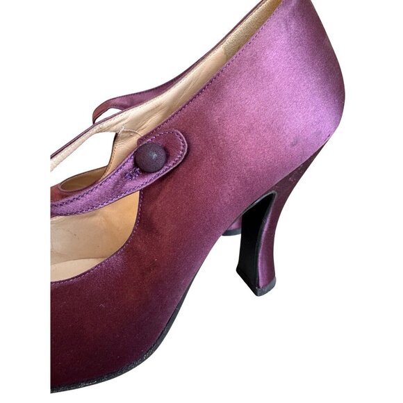 Prada Mary Jane 38 Heels Purple Satin Silk Vintage 1994 - Picture 5 of 14